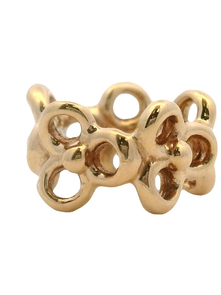 Pandora Solid 14kt Yellow Gold Trinity Flower Floral Spacer Bracelet Charm